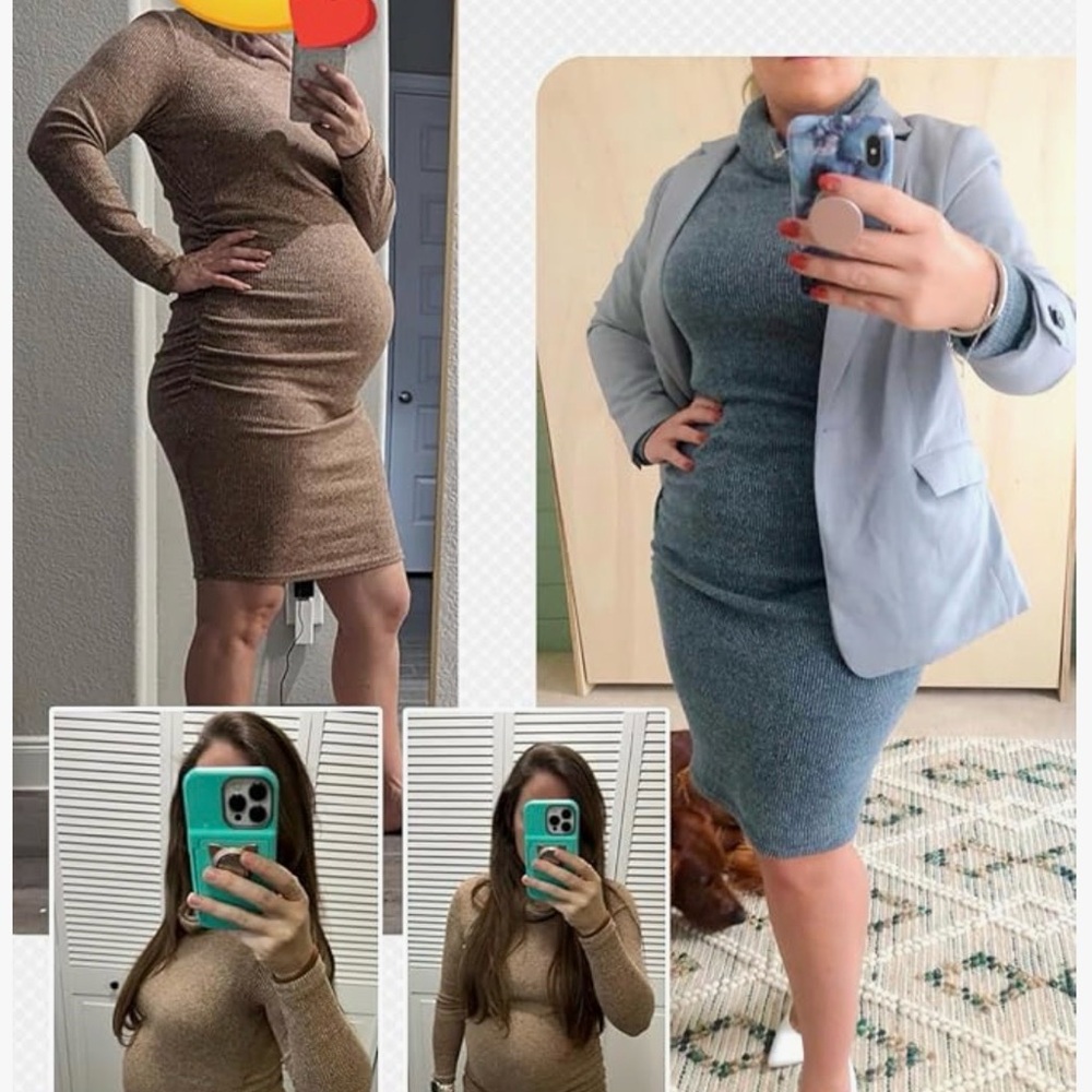 Chic Long Sleeve Maternity Dress in Khaki